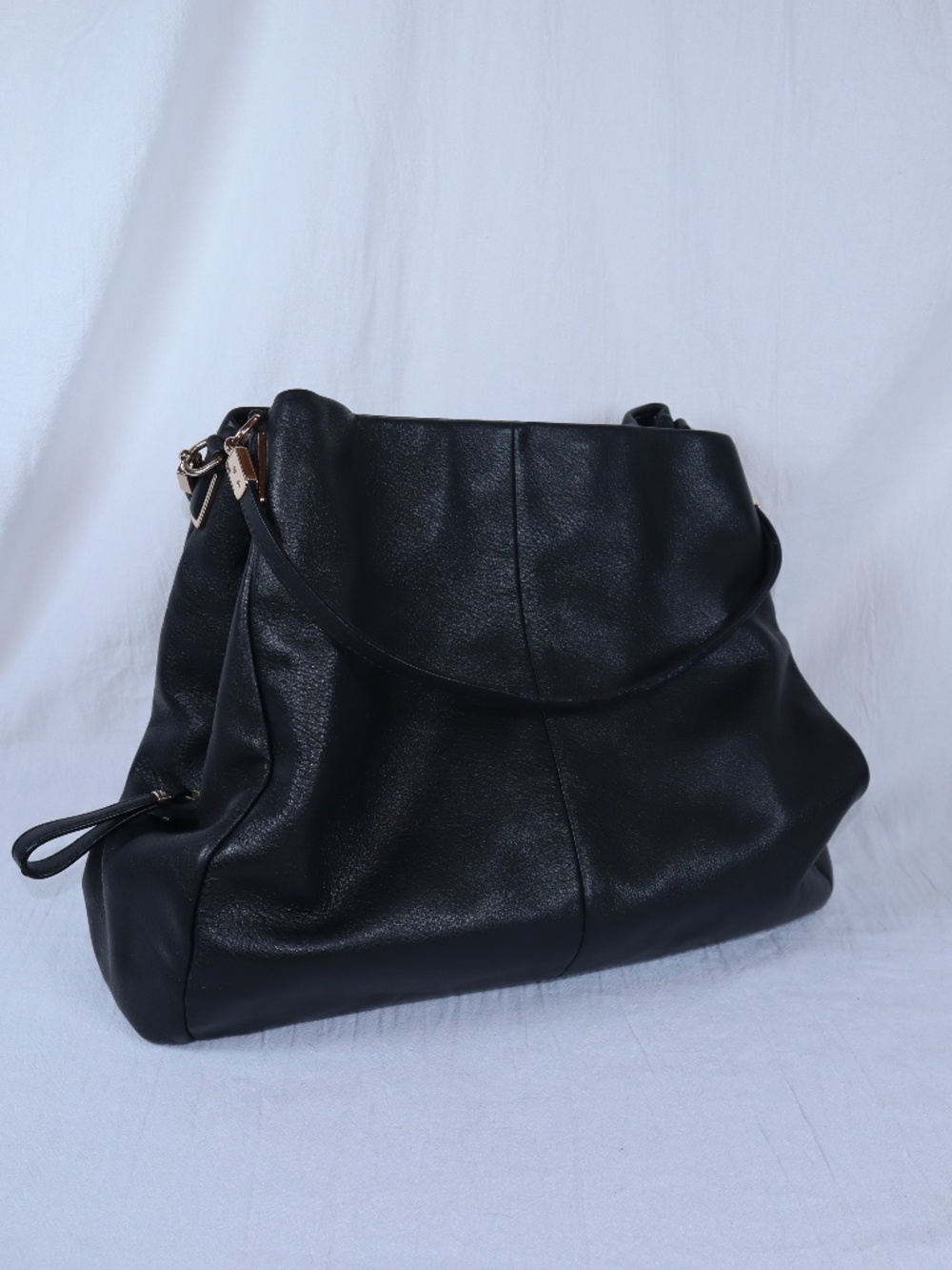 Coach Madison Phoebe Black Pebbled Leather 3 Compartment Should Bag